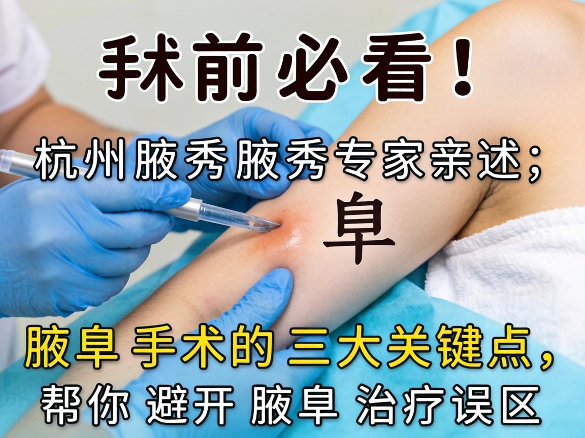 腋臭手术前必看！杭州腋秀腋秀专家亲述，腋臭手术的三大关键点，帮你避开腋臭治疗误区